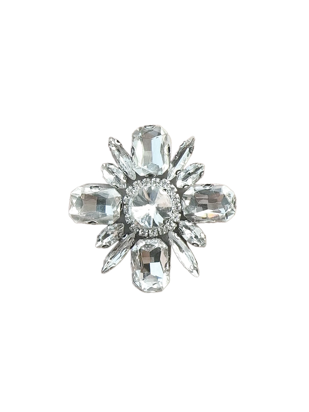 CLUSTER FLOWER BROOCH WITH CLEAR CRYSTALS