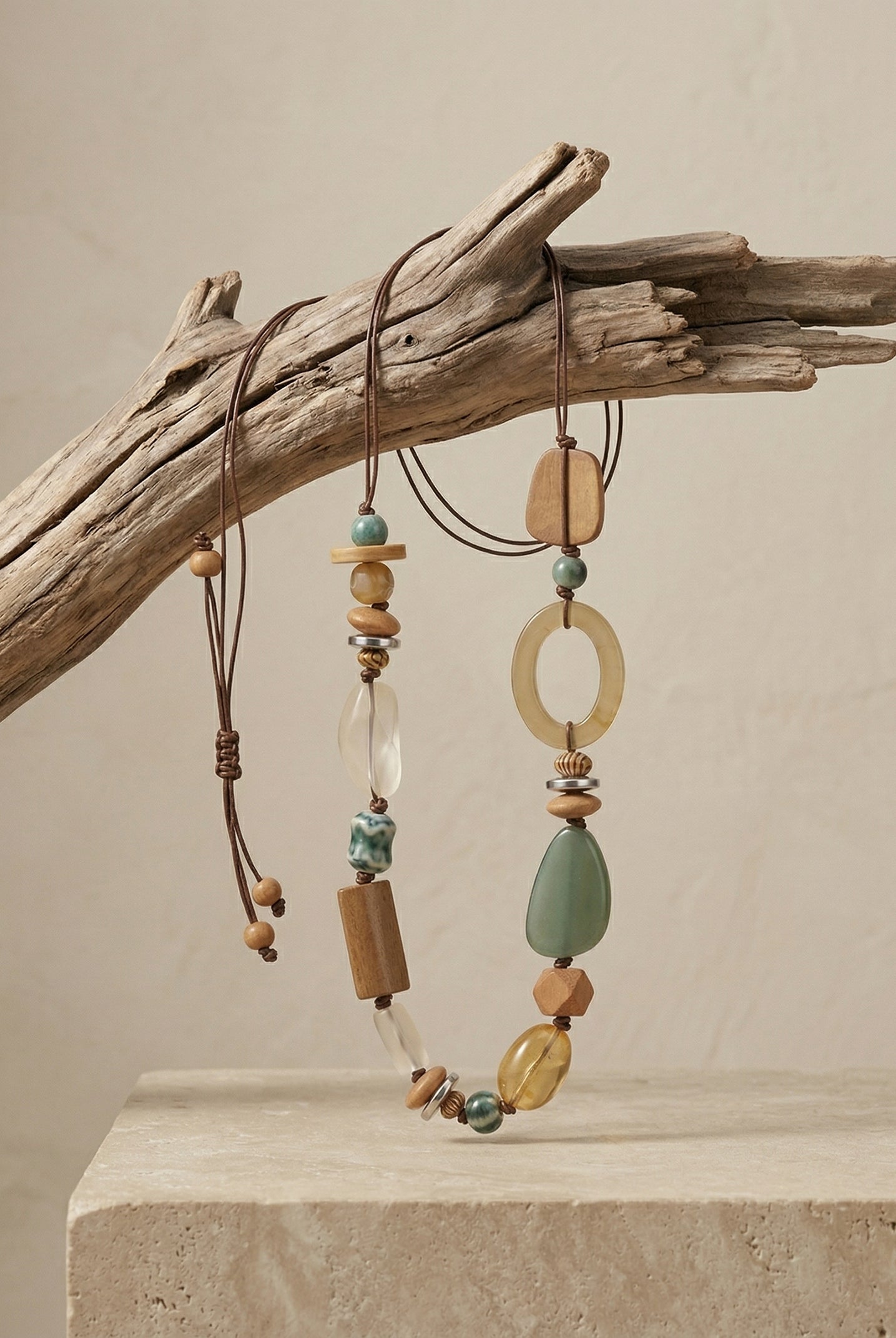 Bohemian Mixed Bead Long Pendant Necklace by LINTICO