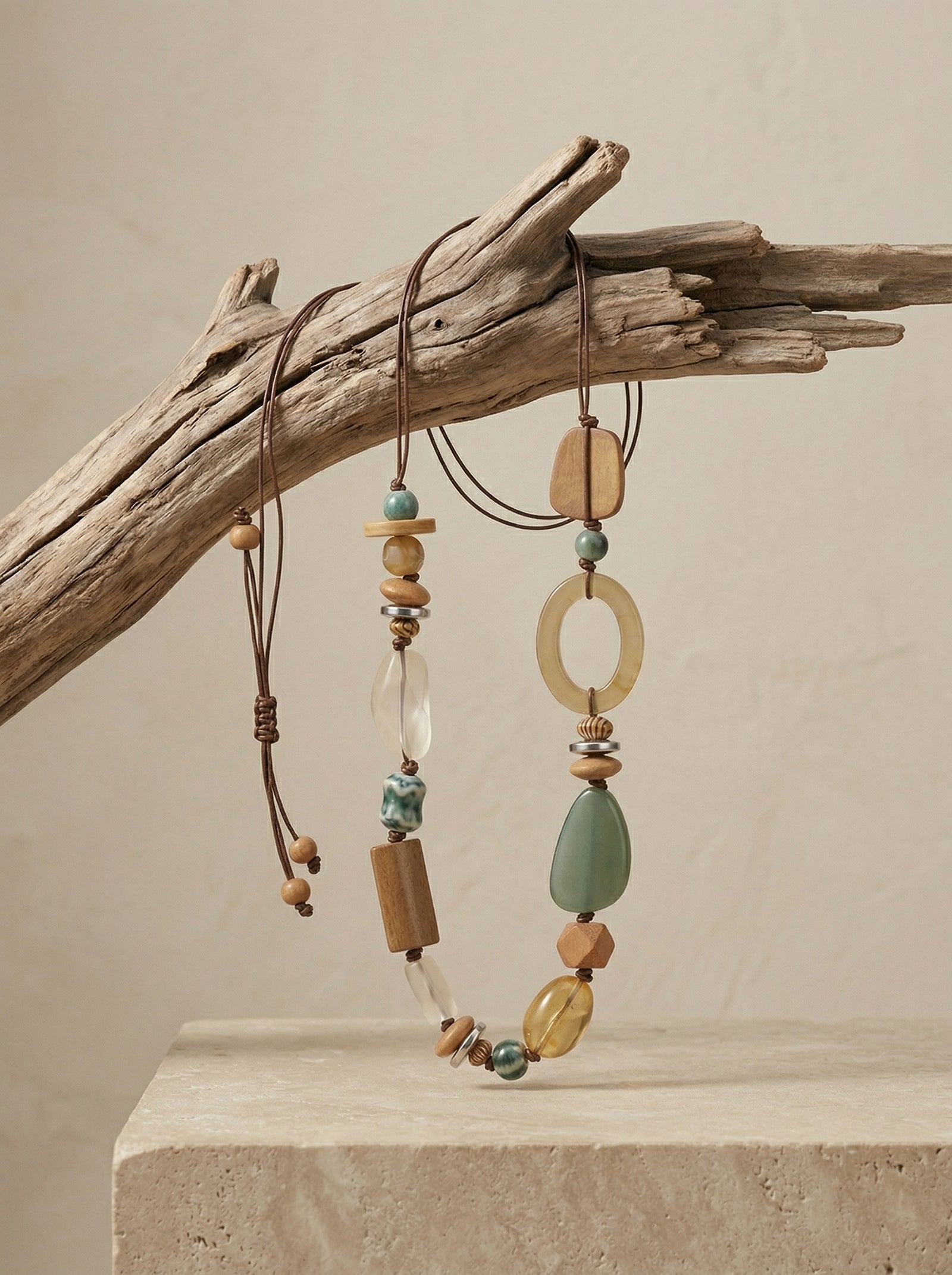 Bohemian Mixed Bead Long Pendant Necklace by LINTICO