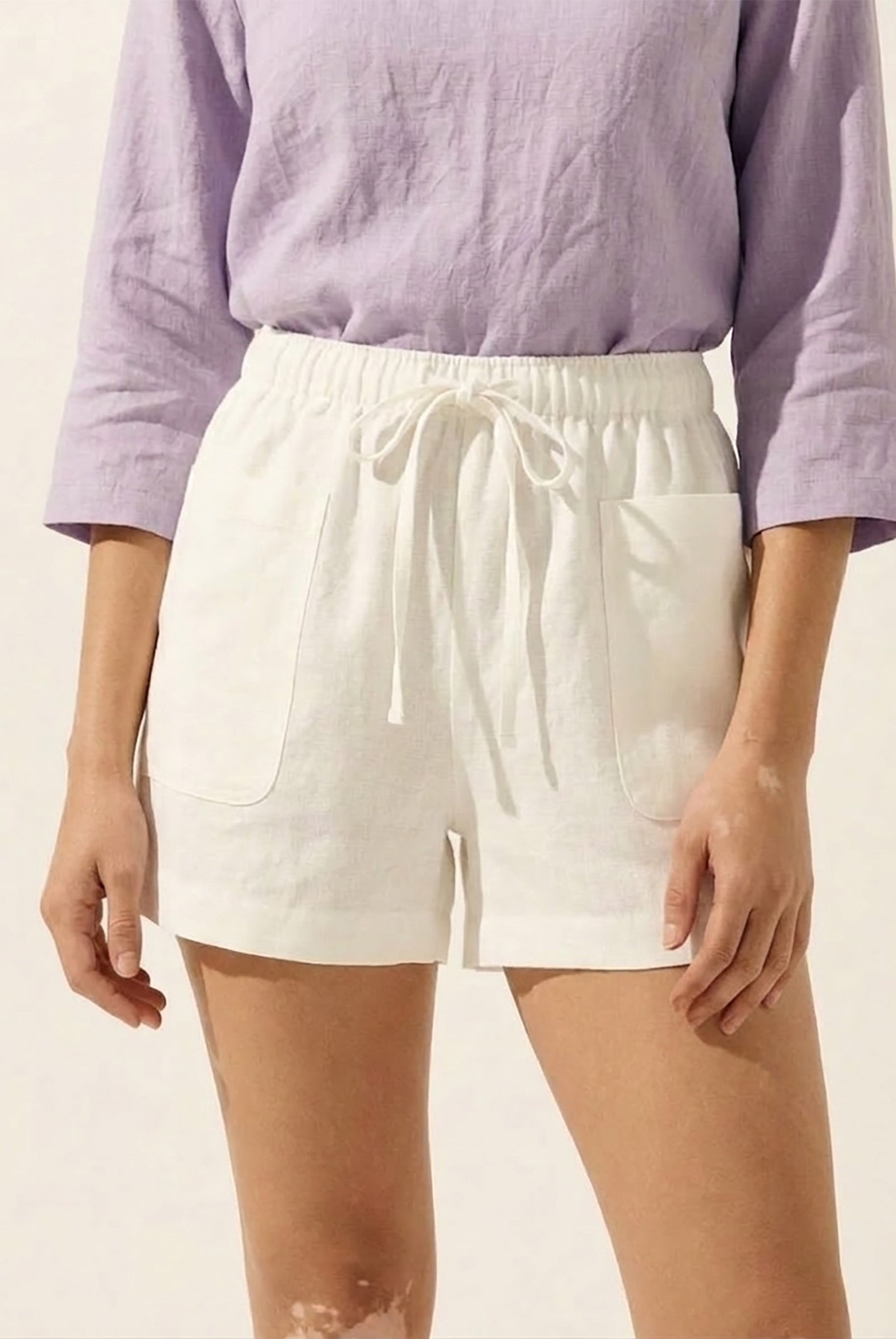 100% Linen Utility Side Pocket Short WYNNIE by LINTICO for women