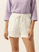 100% Linen Utility Side-Pocket Shorts WYNNIE by LINTICO for women