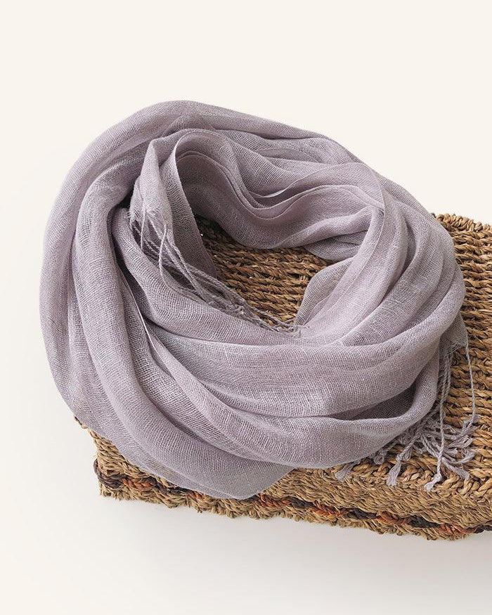 100% Linen Lightweight Solid Color Scarf BIANCA - Lilac / One-Size - ACCESSORIES-Scarf