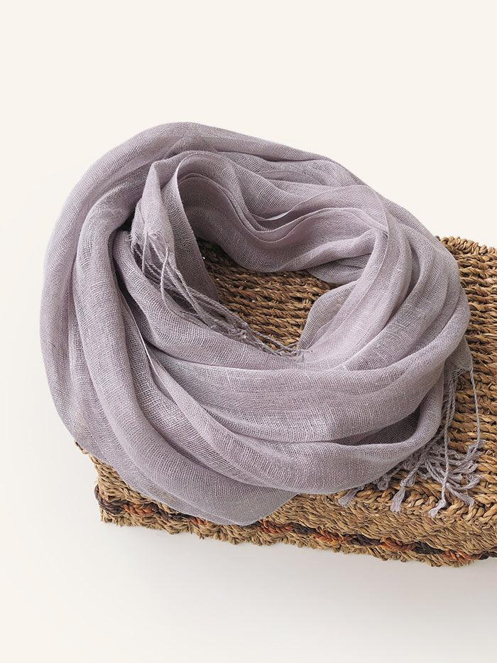 100% Linen Lightweight Solid Color Scarf BIANCA - Lilac / One-Size - ACCESSORIES-Scarf