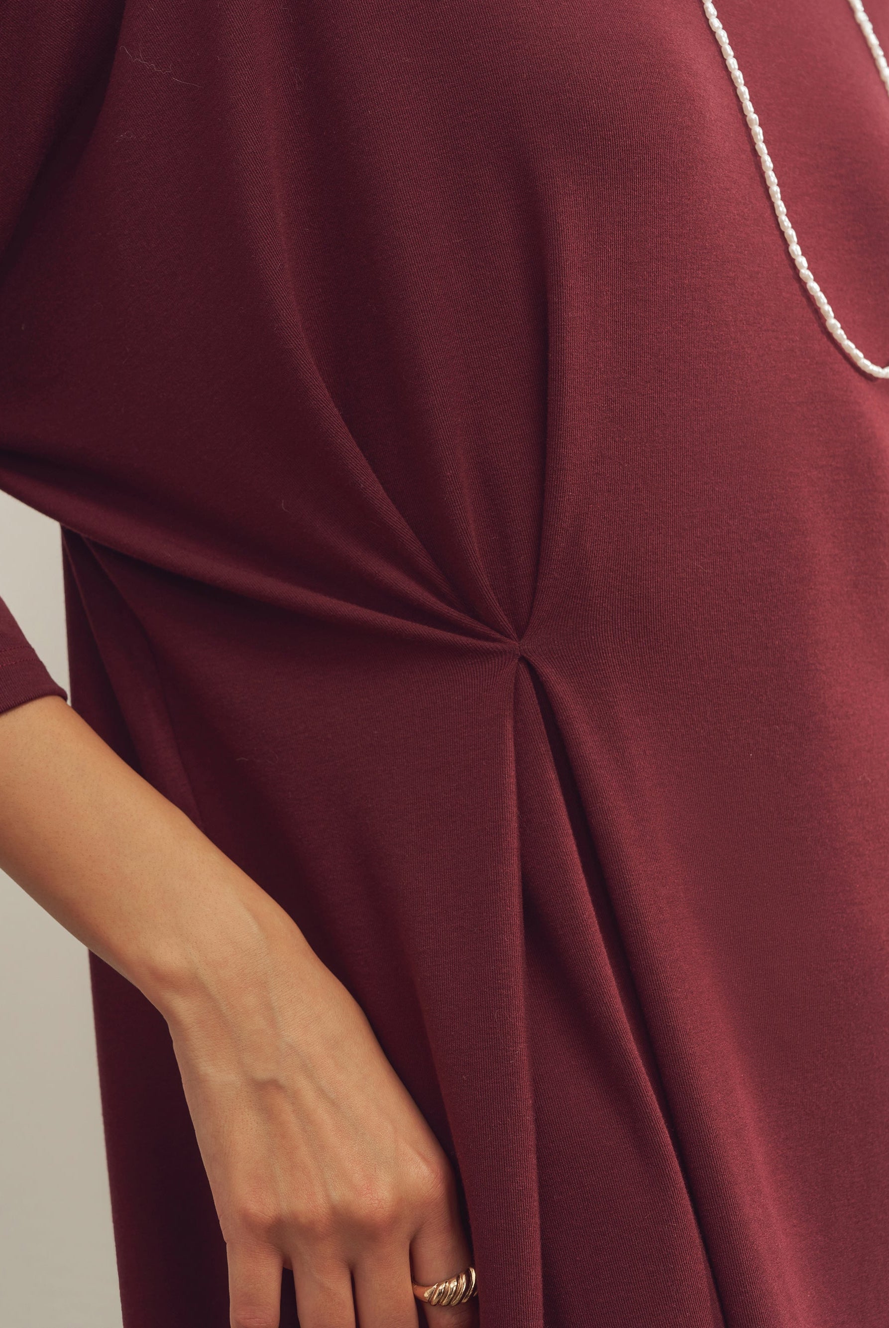 Merino Wool Waist Tuck-Detail Dress