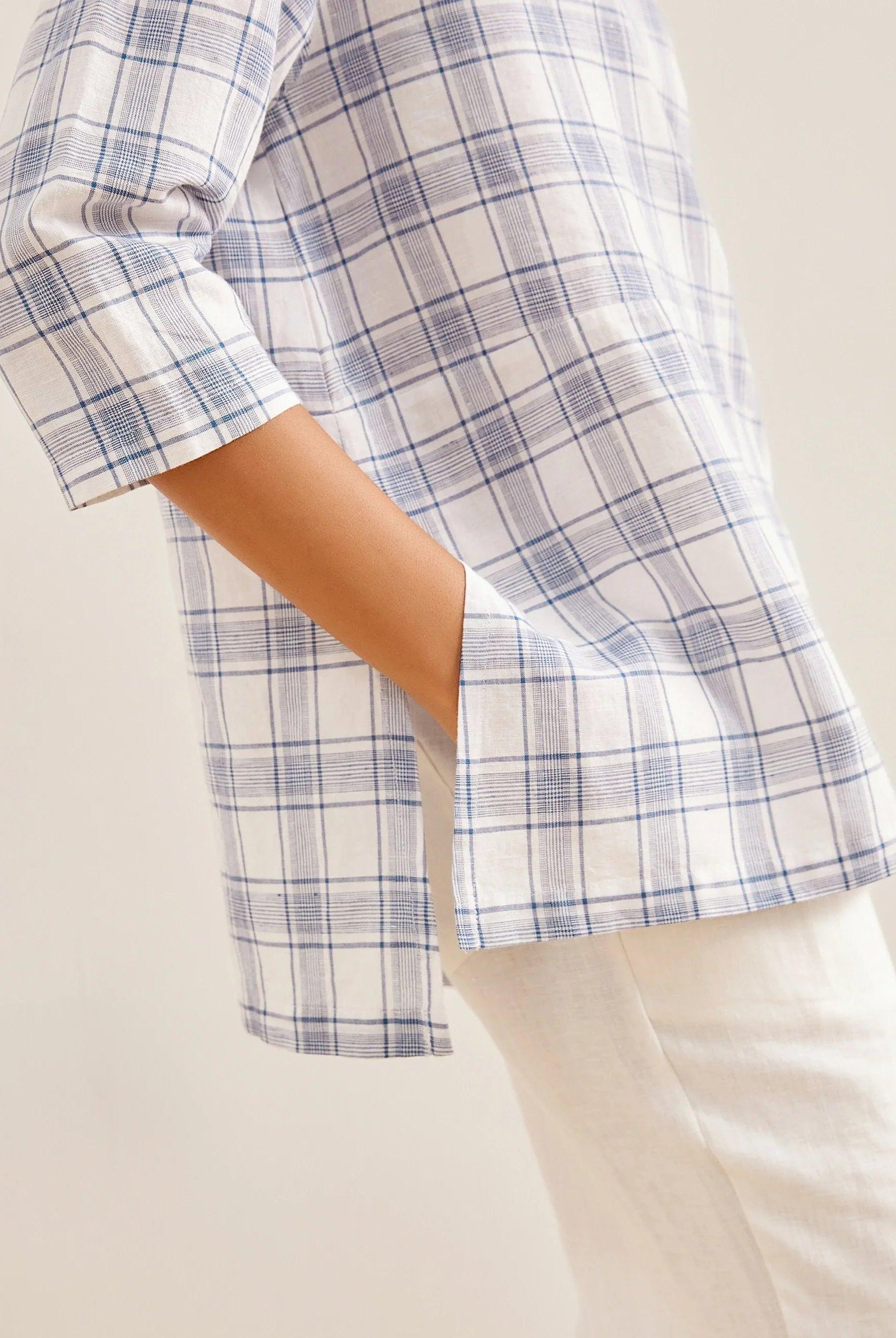 Linen White Boat Neck Oversized Top AVA - TOPS-Linen Blouses