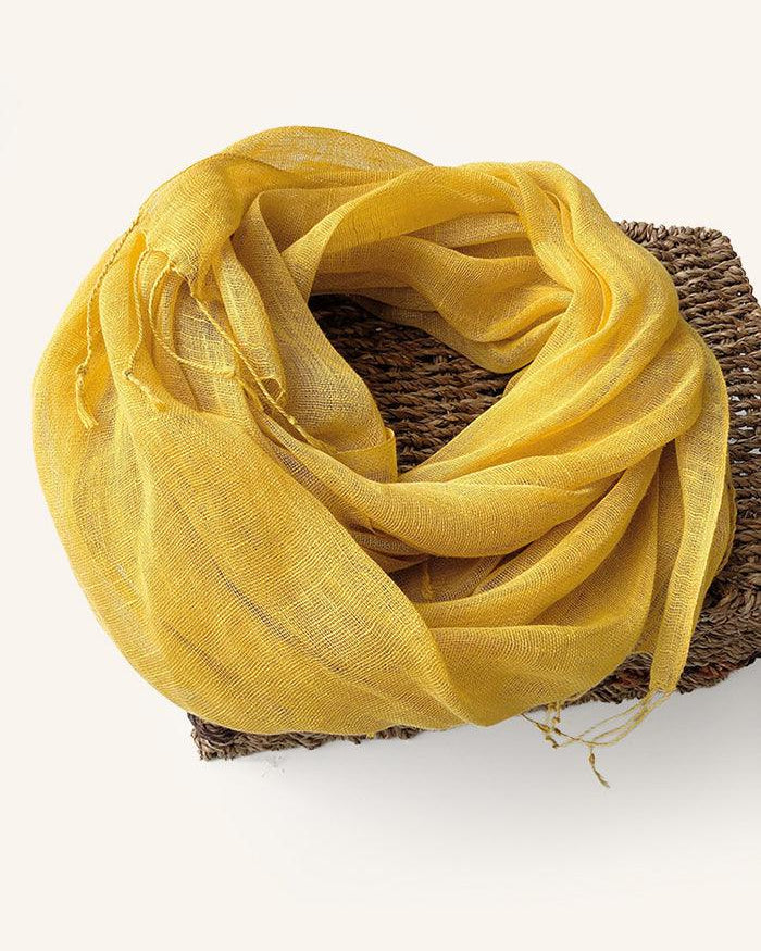 100% Linen Lightweight Solid Color Scarf BIANCA - Mustard / One-Size - ACCESSORIES-Scarf