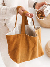 100% Linen Large-Capacity Tote Bag by LINTICO for women