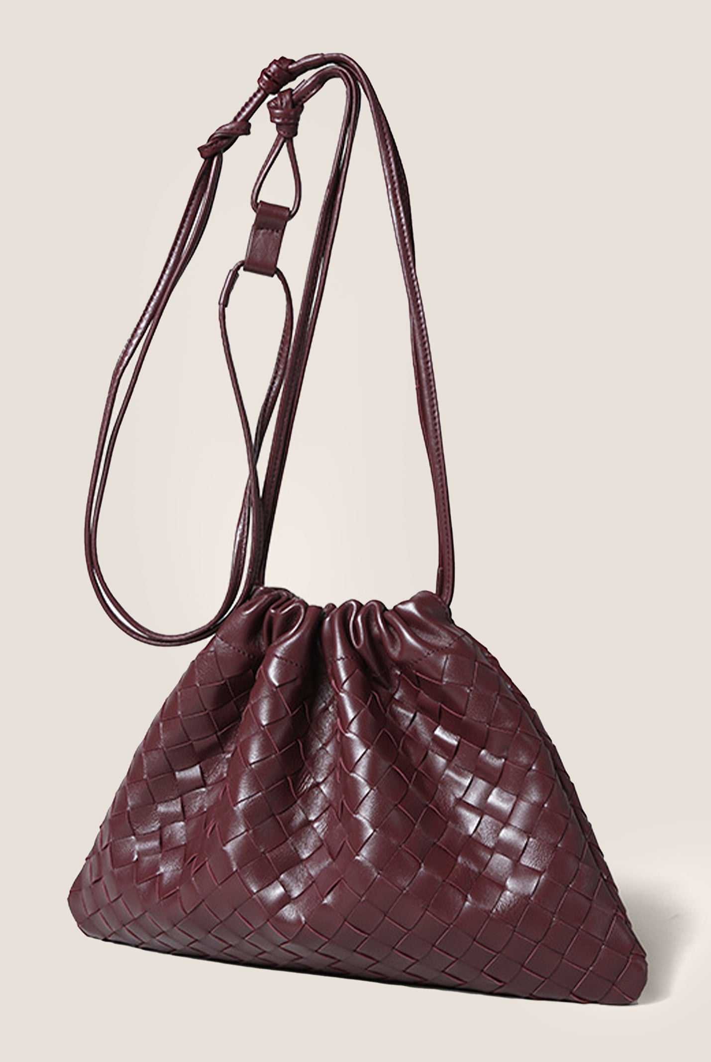Sheepskin Woven Drawstring Commuter Tote by LINTICO for women