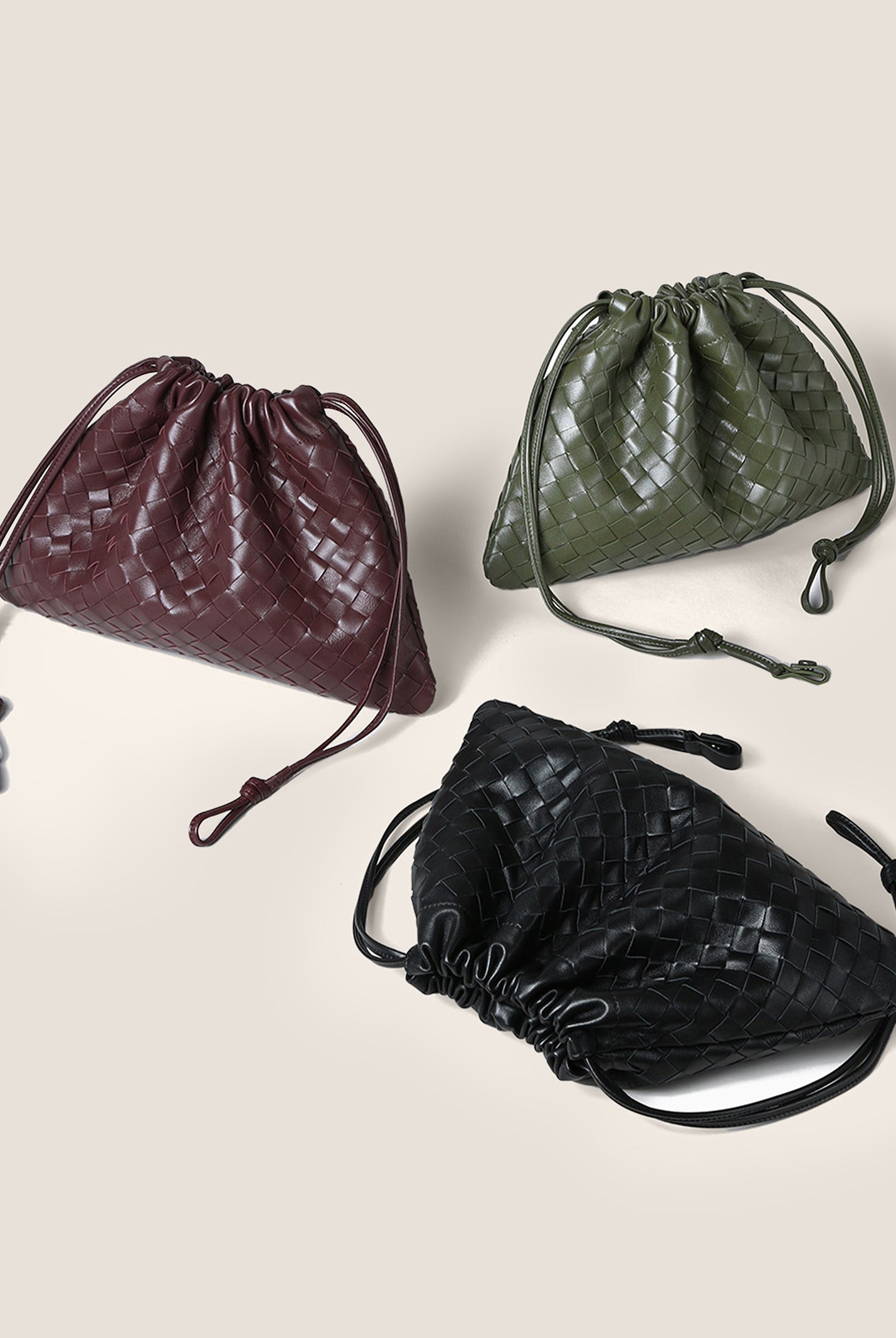 Sheepskin Woven Drawstring Commuter Tote by LINTICO for women
