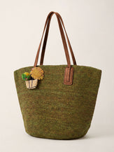 Handwoven Raffia Tote Bag With Leather Handles by LINTICO for women