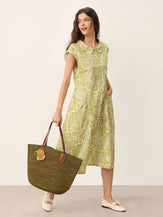 Handwoven Raffia Tote Bag With Leather Handles by LINTICO for women