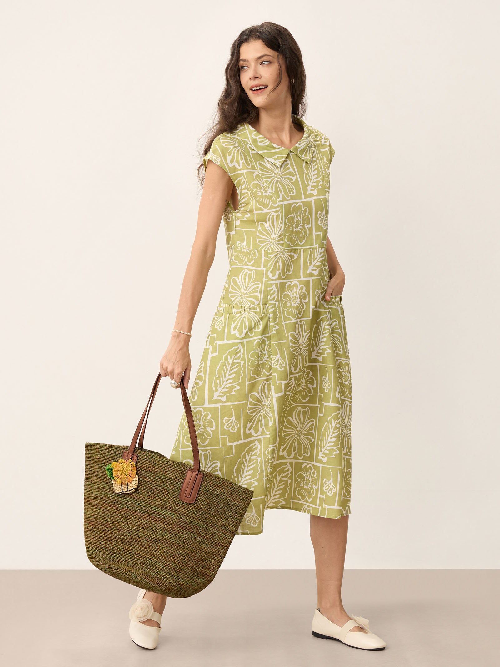 Handwoven Raffia Tote Bag With Leather Handles by LINTICO for women