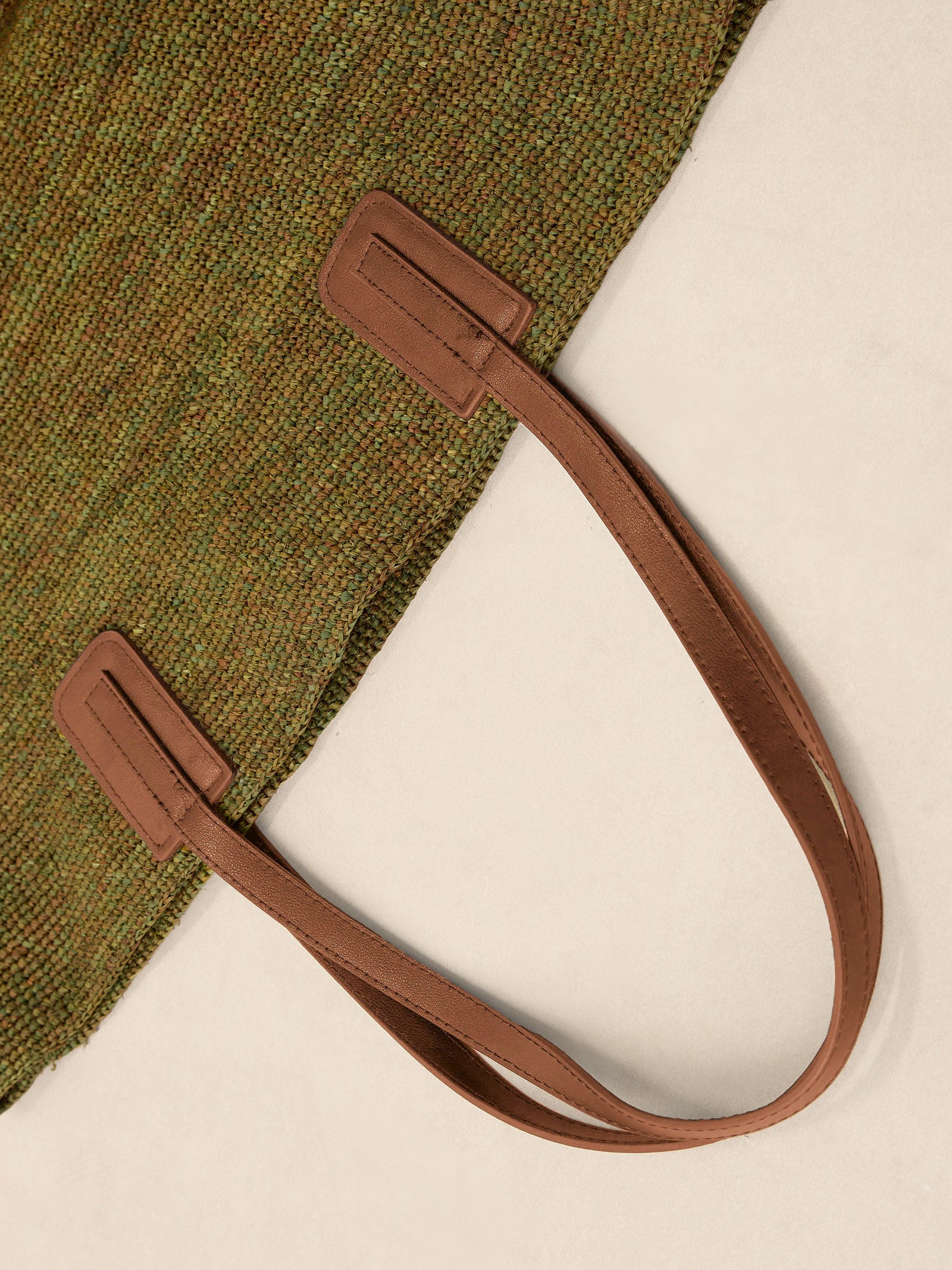 Handwoven Raffia Tote Bag With Leather Handles by LINTICO for women