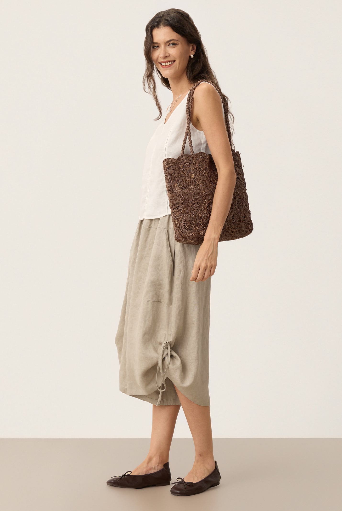 Handwoven Raffia Floral Pattern Tote Bag by LINTICO for women