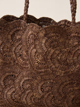 Handwoven Raffia Floral Pattern Tote Bag by LINTICO for women