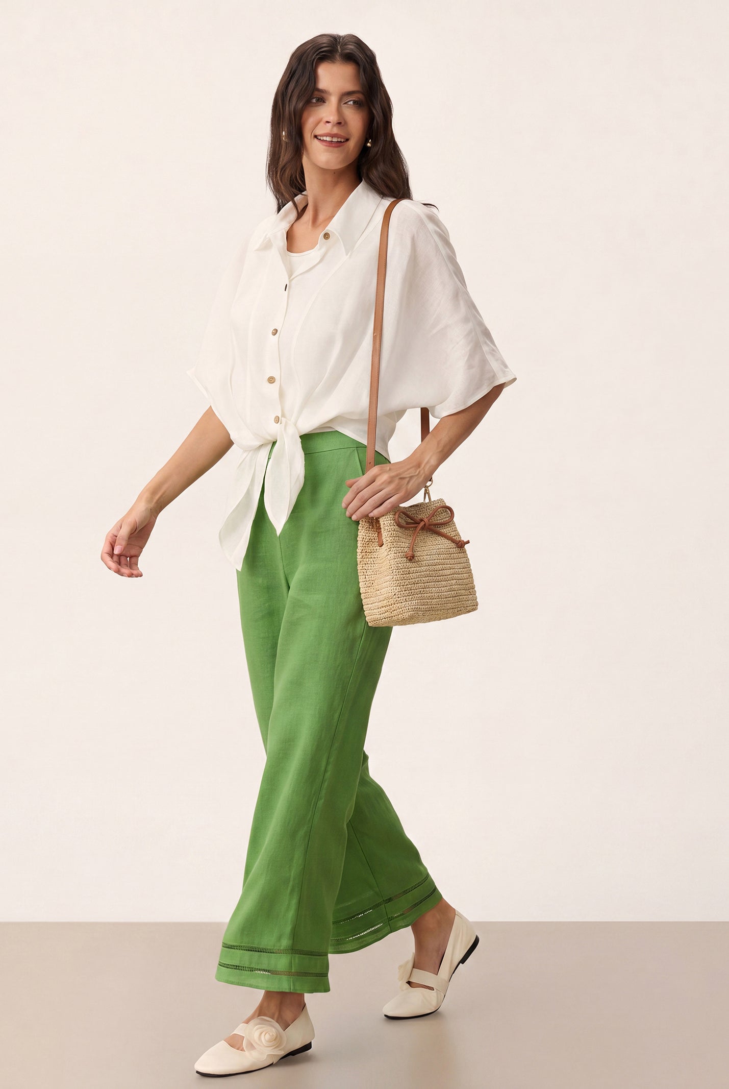 Mini Handwoven Raffia Drawstring Crossbody Bag by LINTICO for women