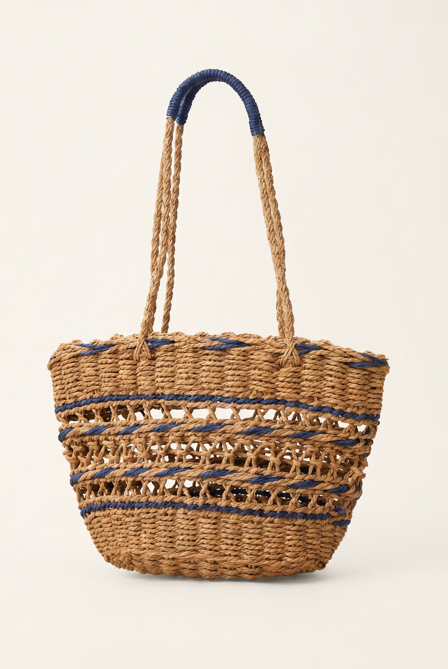 Handwoven Paper Straw Open-Weave Tote Bag by LINTICO for women