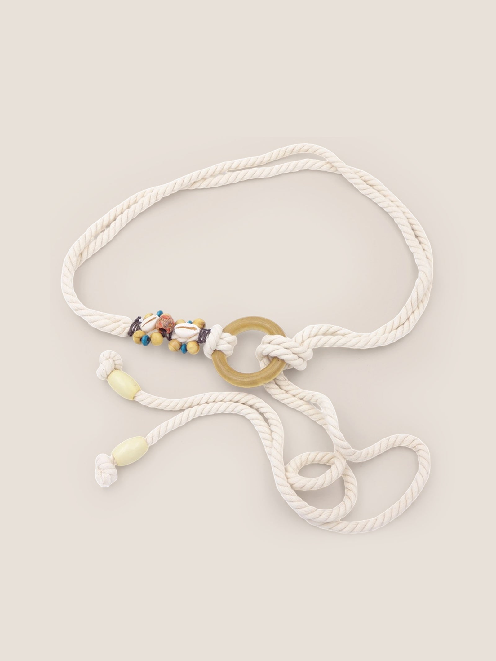 Linen Woven Belt With Wooden Beads by LINTICO for women