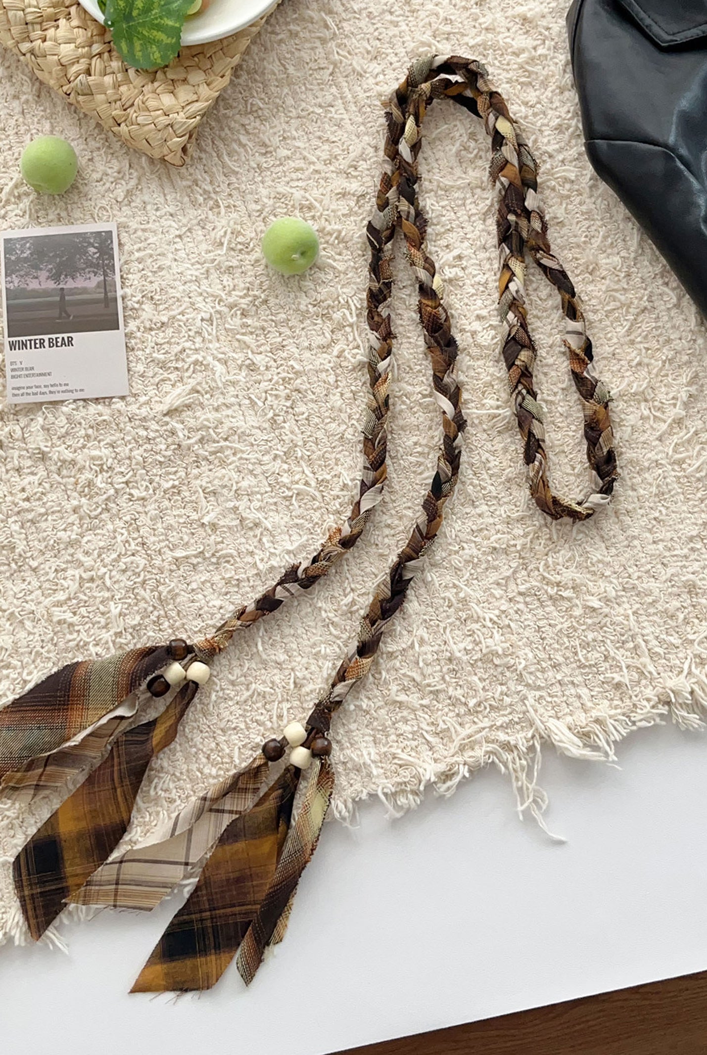 Linen Woven Belt With Fringes by LINTICO for women