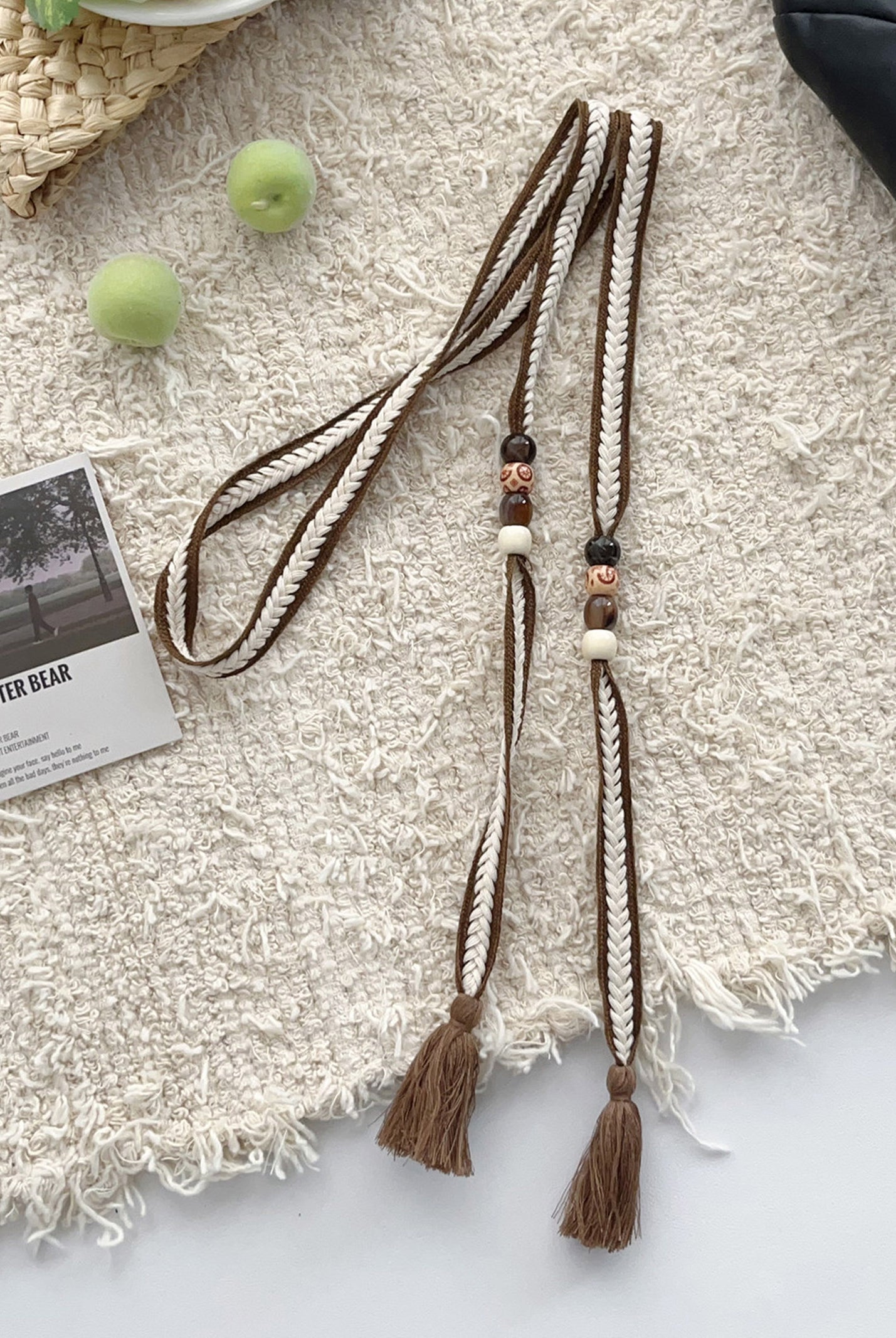 Linen Woven Belt With Fringes by LINTICO for women