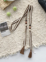 Linen Woven Belt With Fringes by LINTICO for women