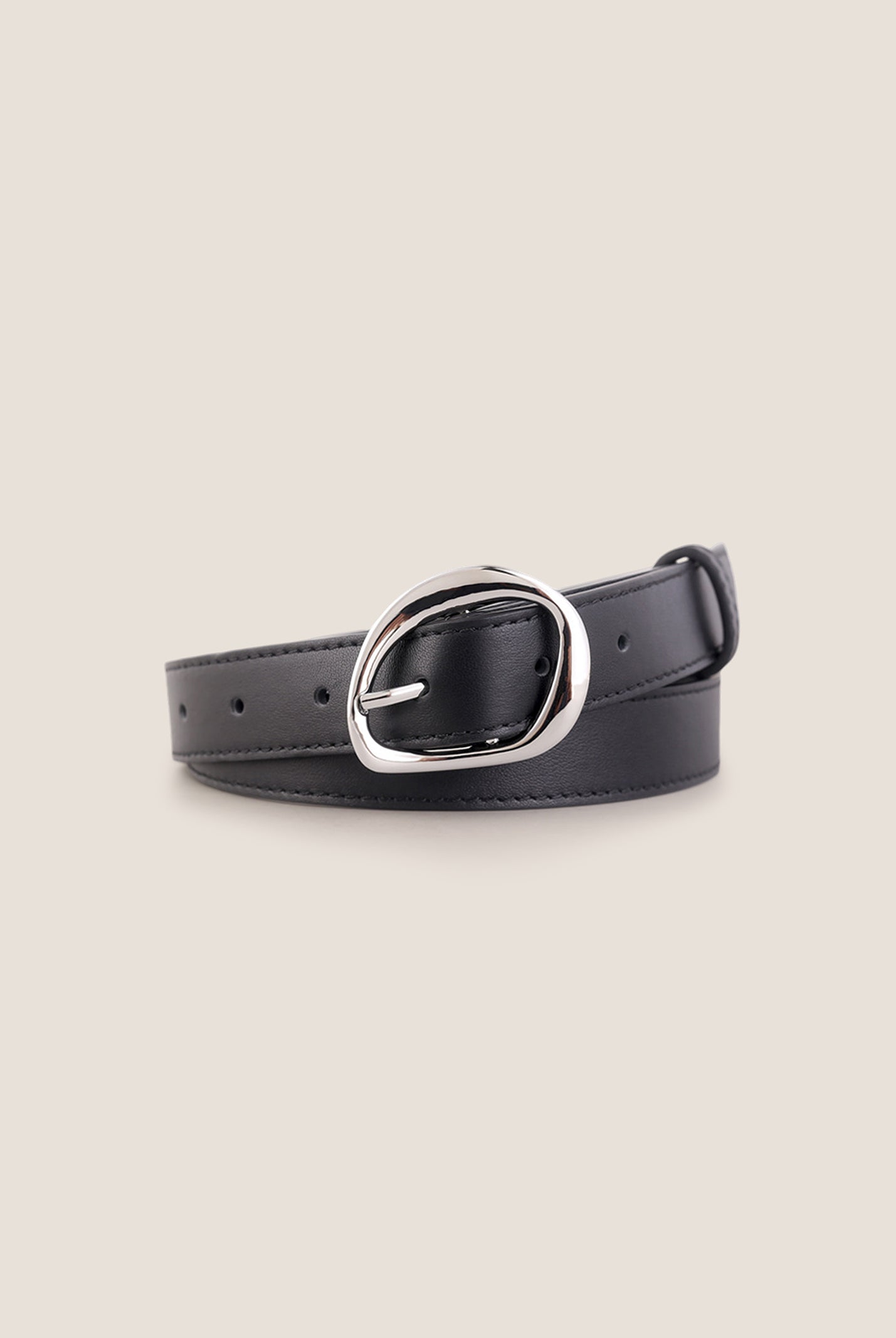 Premium Cowhide Belt With Retro Oval Alloy Buckle by LINTICO