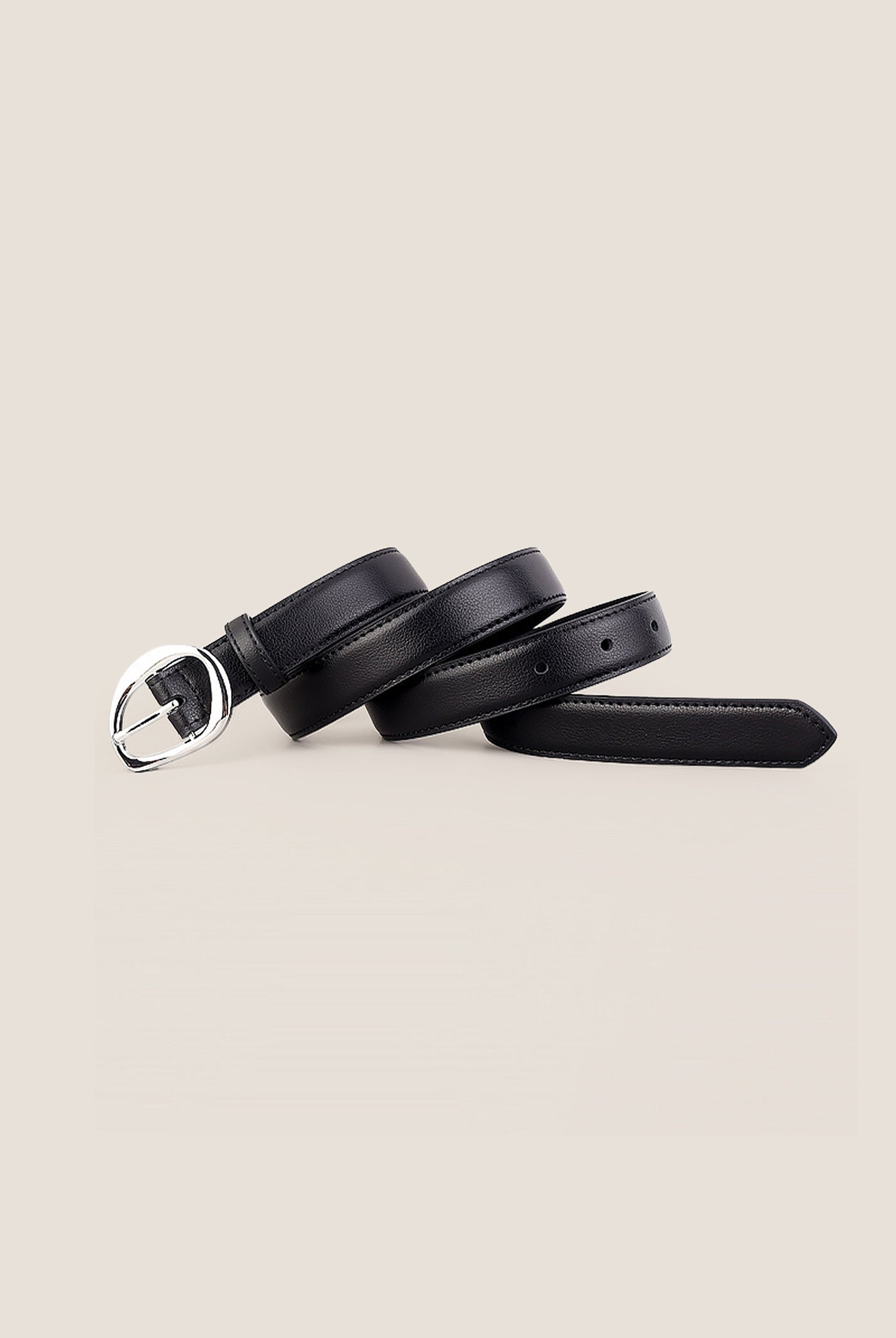 Premium Cowhide Belt With Retro Oval Alloy Buckle by LINTICO