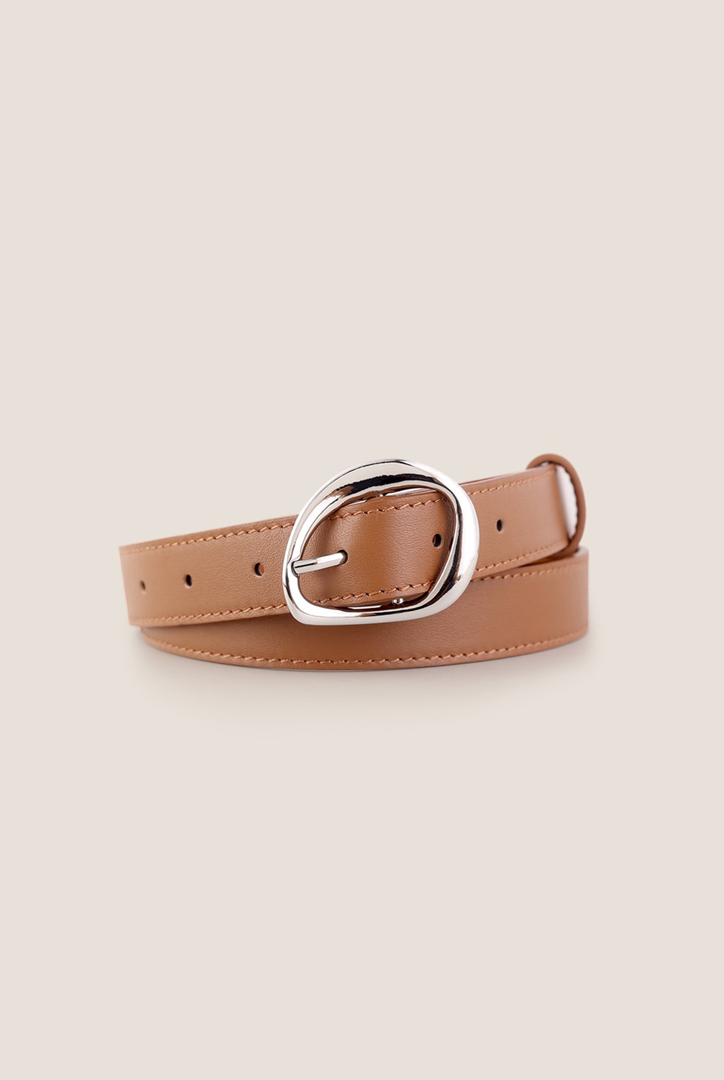 Premium Cowhide Belt With Retro Oval Alloy Buckle by LINTICO
