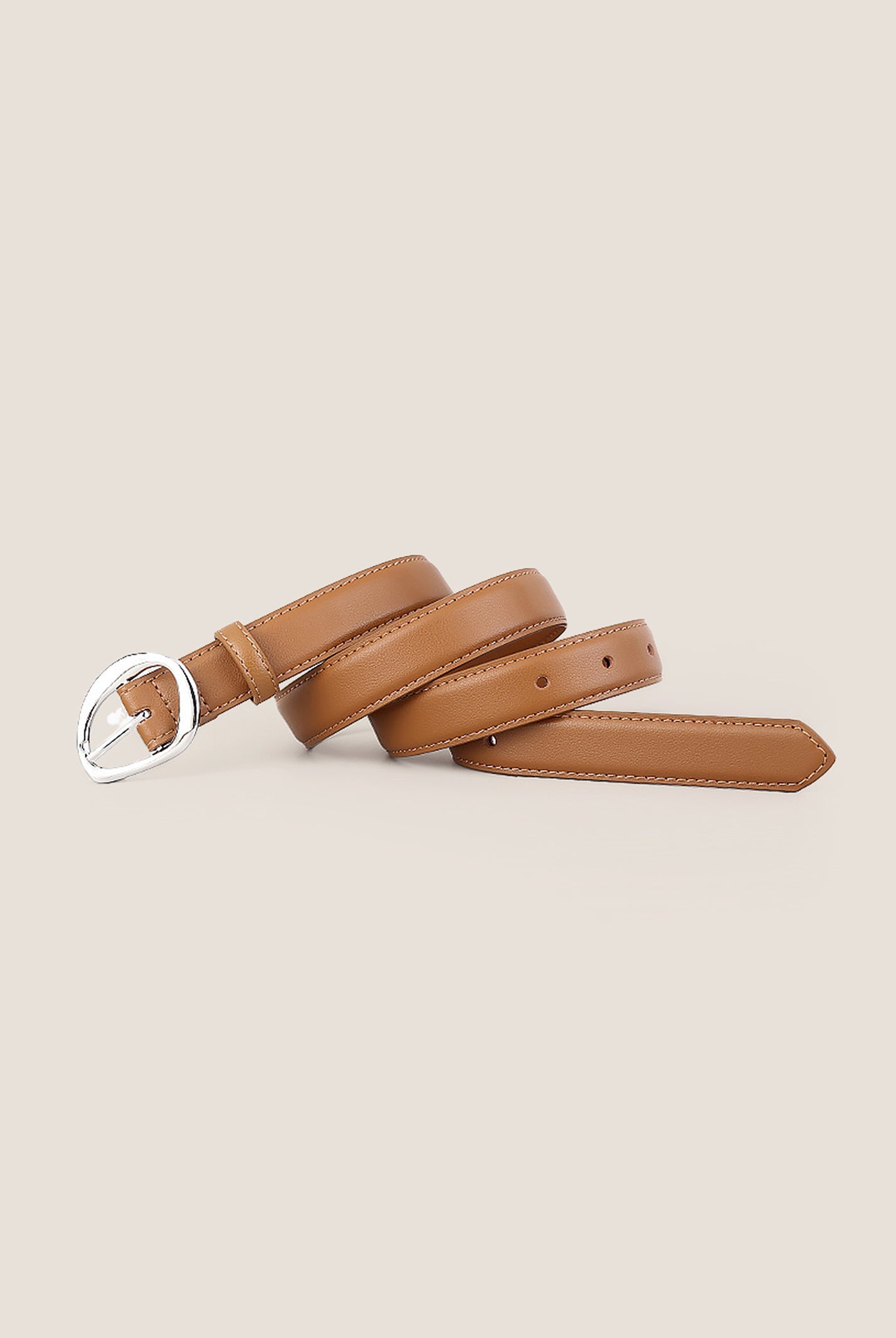 Premium Cowhide Belt With Retro Oval Alloy Buckle by LINTICO