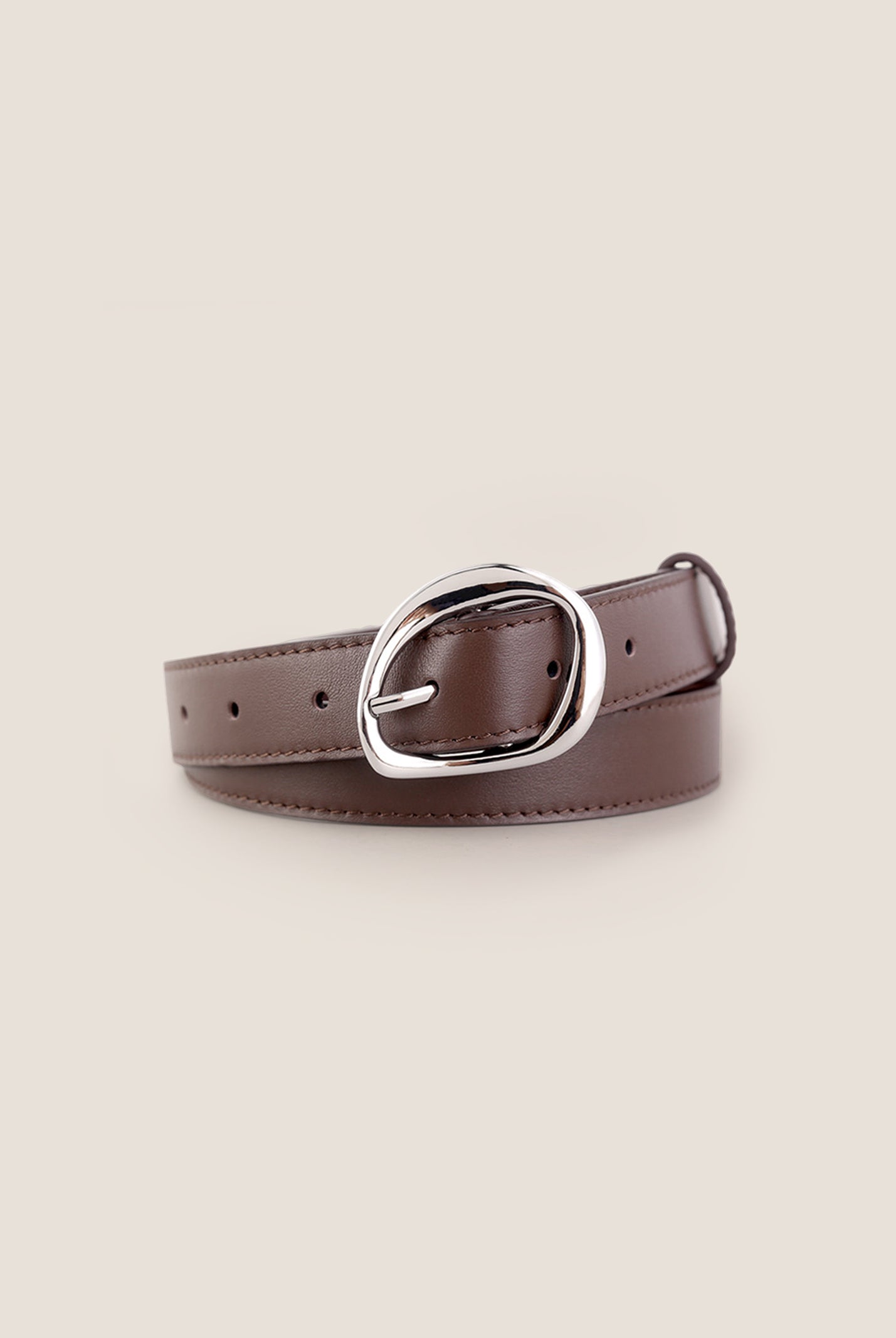 Premium Cowhide Belt With Retro Oval Alloy Buckle by LINTICO