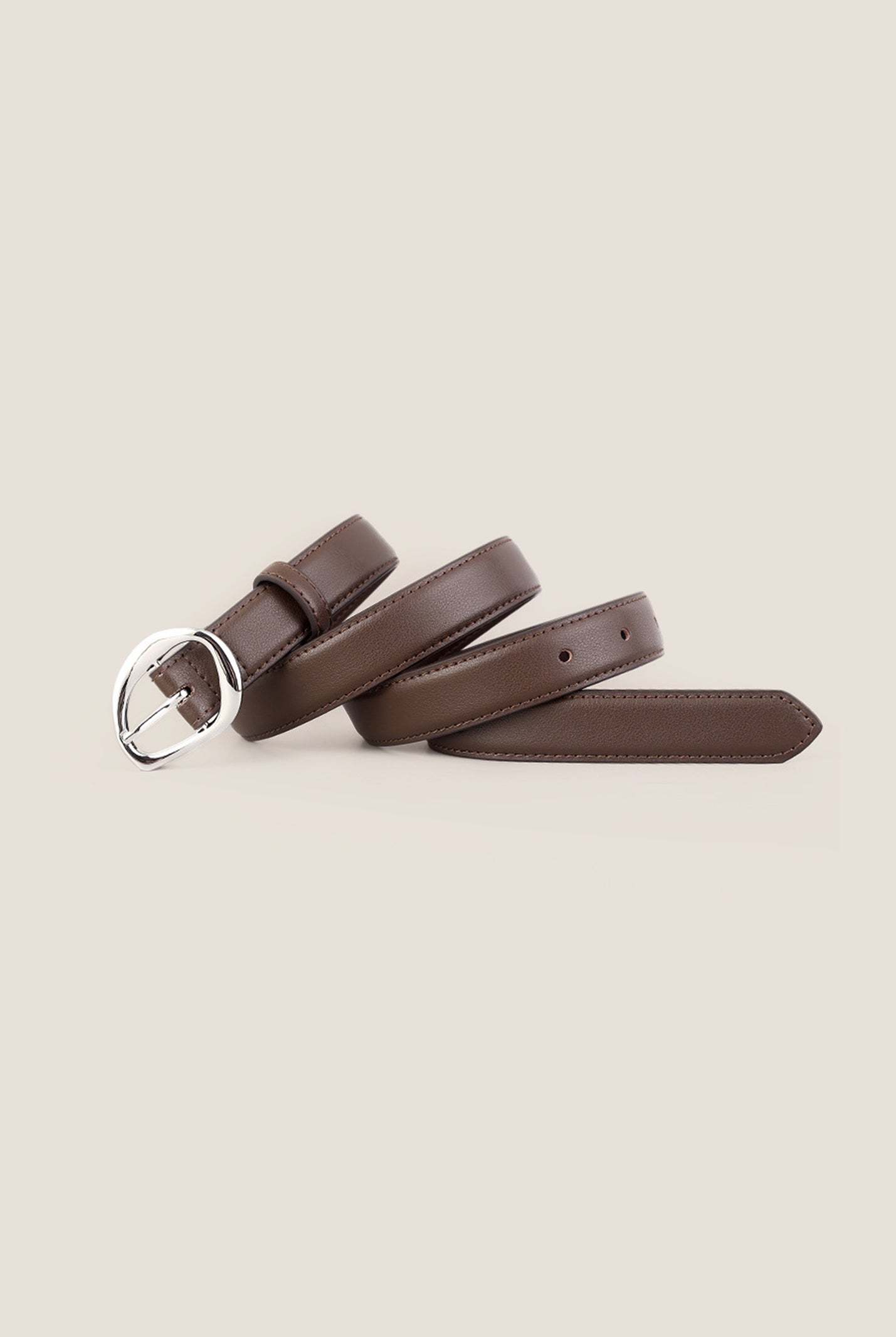 Premium Cowhide Belt With Retro Oval Alloy Buckle by LINTICO