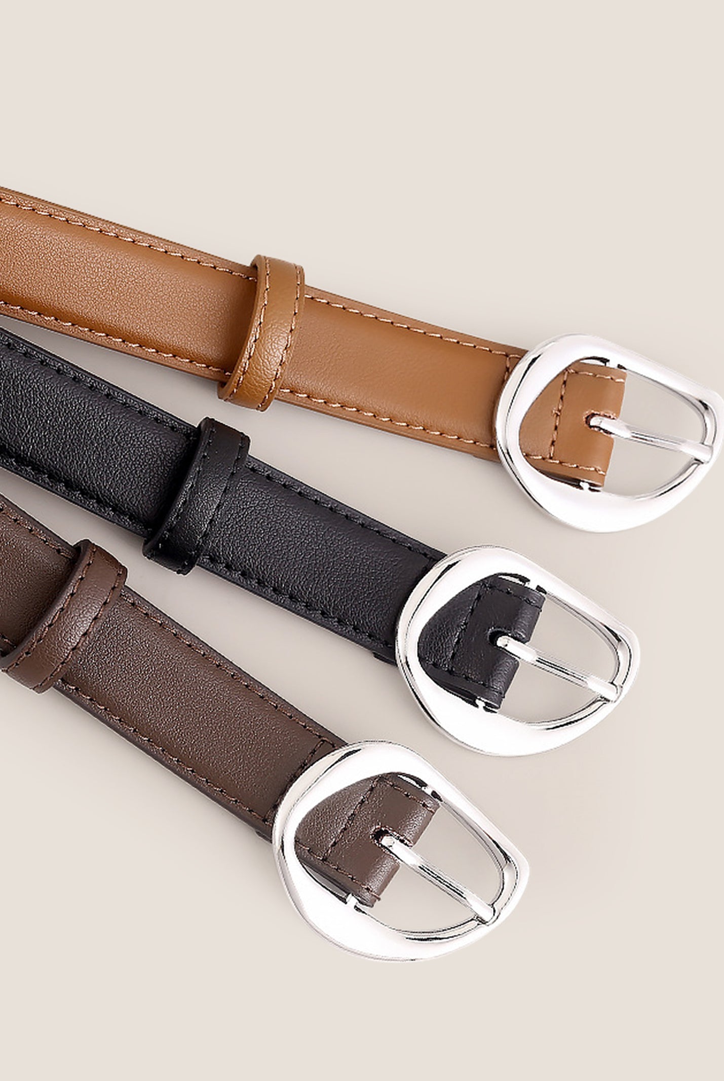 Premium Cowhide Belt With Retro Oval Alloy Buckle by LINTICO