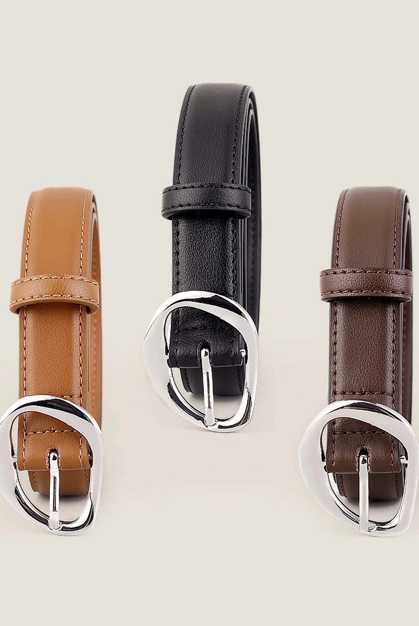 Premium Cowhide Belt With Retro Oval Alloy Buckle by LINTICO