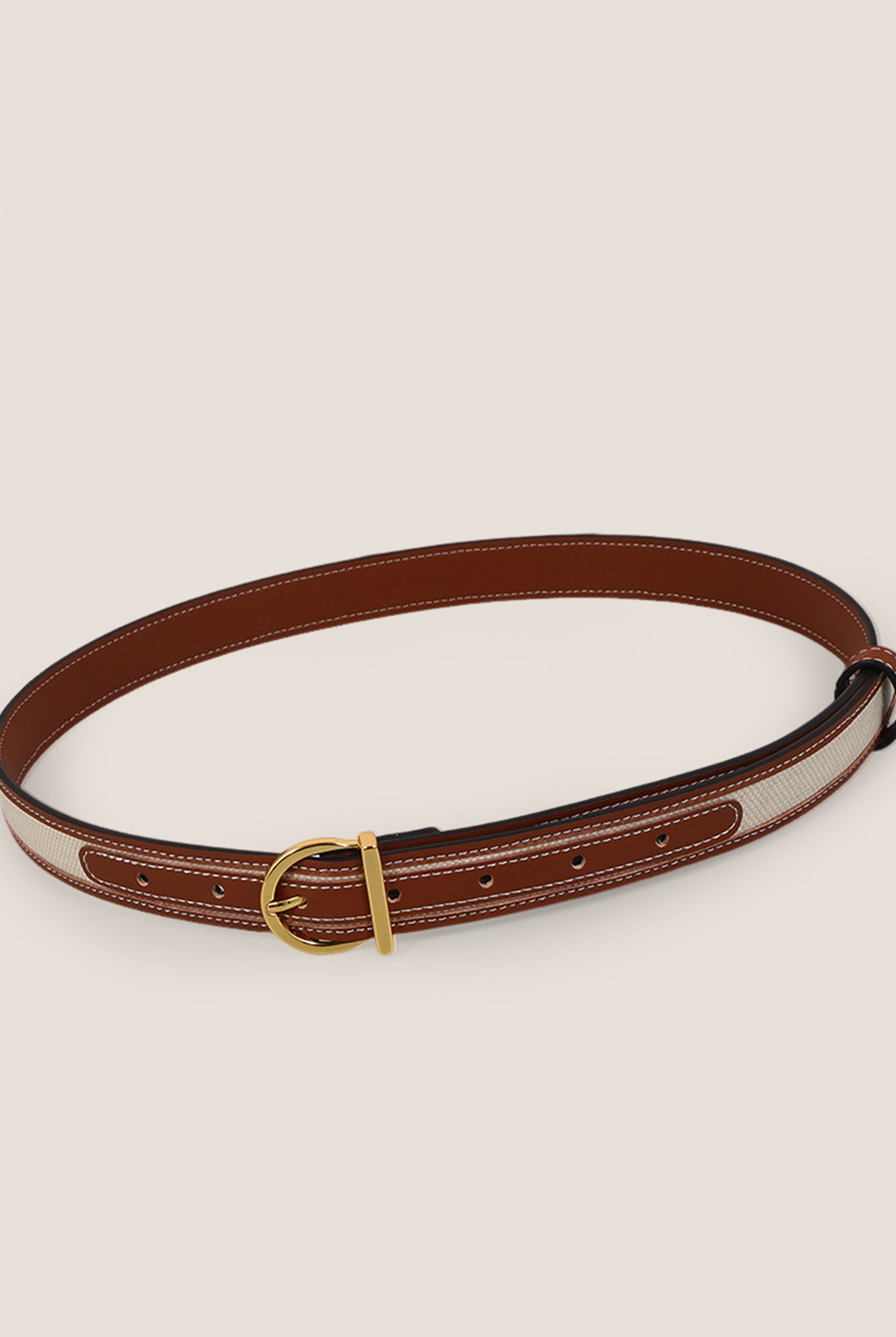 Premium Cowhide & Fabric Patchwork Belt With Alloy Buckle by LINTICO