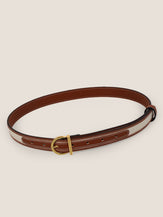 Premium Cowhide & Fabric Patchwork Belt With Alloy Buckle by LINTICO