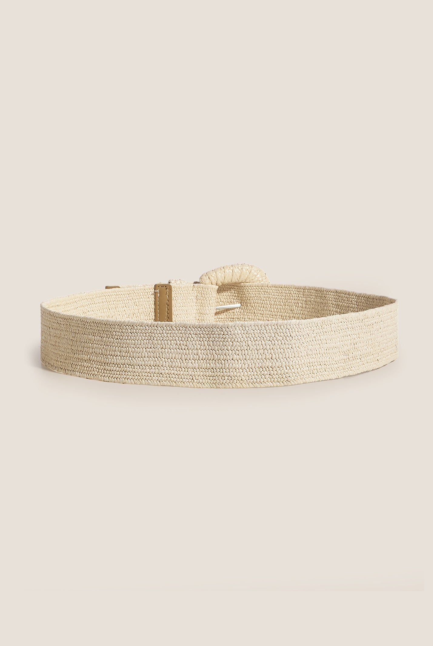 Natural Woven Straw Belt With Square Buckle by LINTICO