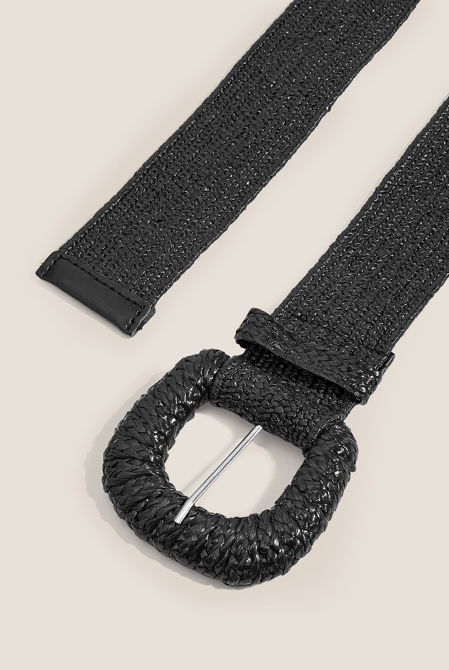 Natural Woven Straw Belt With Square Buckle by LINTICO
