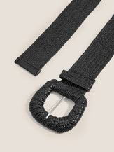 Natural Woven Straw Belt With Square Buckle by LINTICO