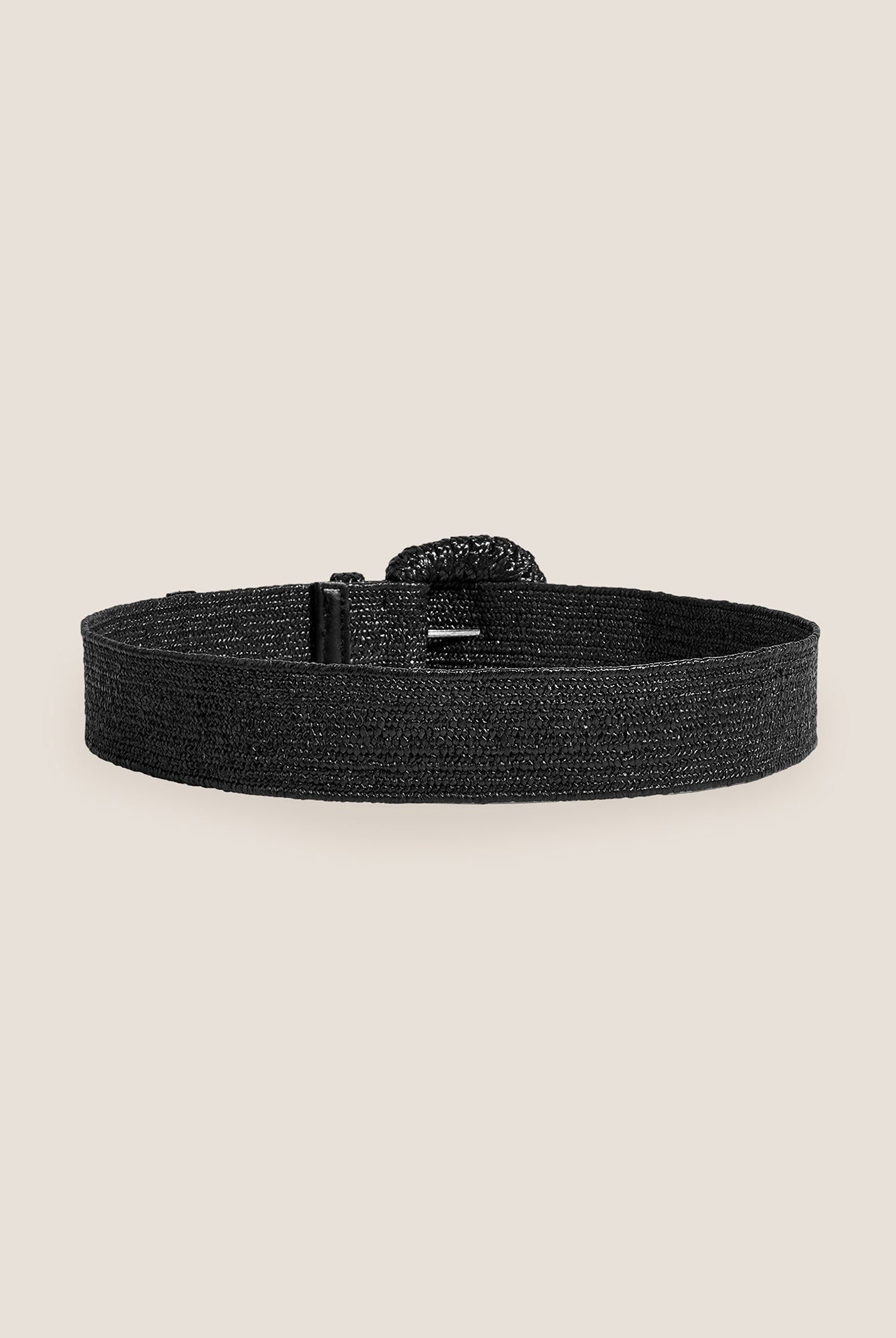 Natural Woven Straw Belt With Square Buckle by LINTICO
