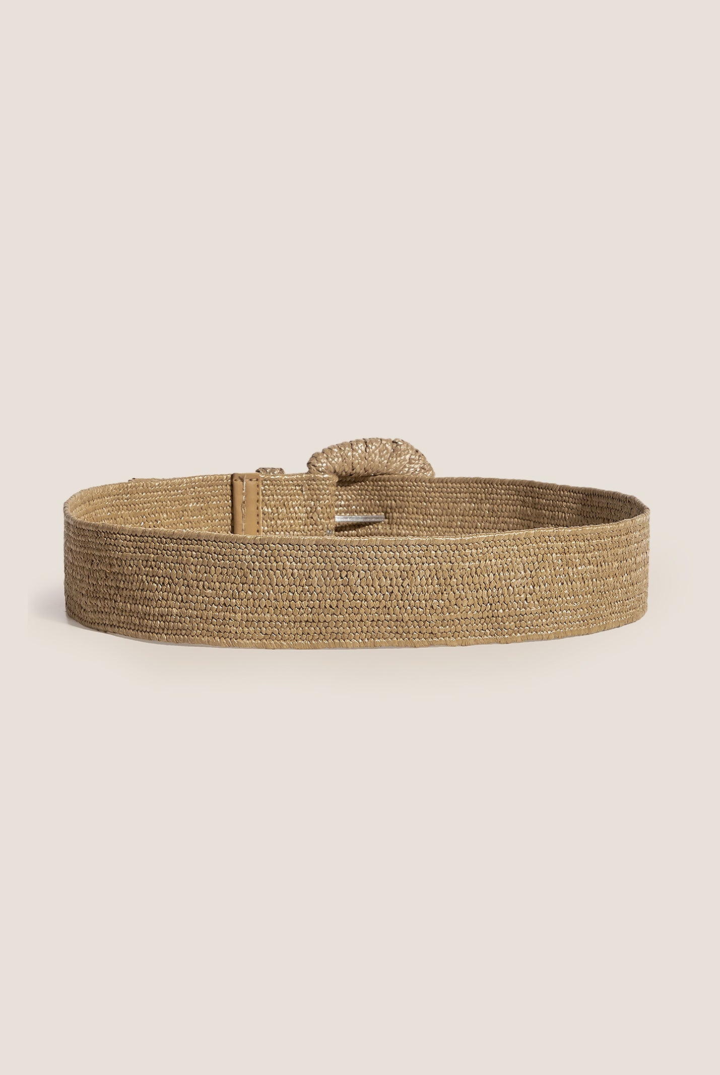 Natural Woven Straw Belt With Square Buckle by LINTICO