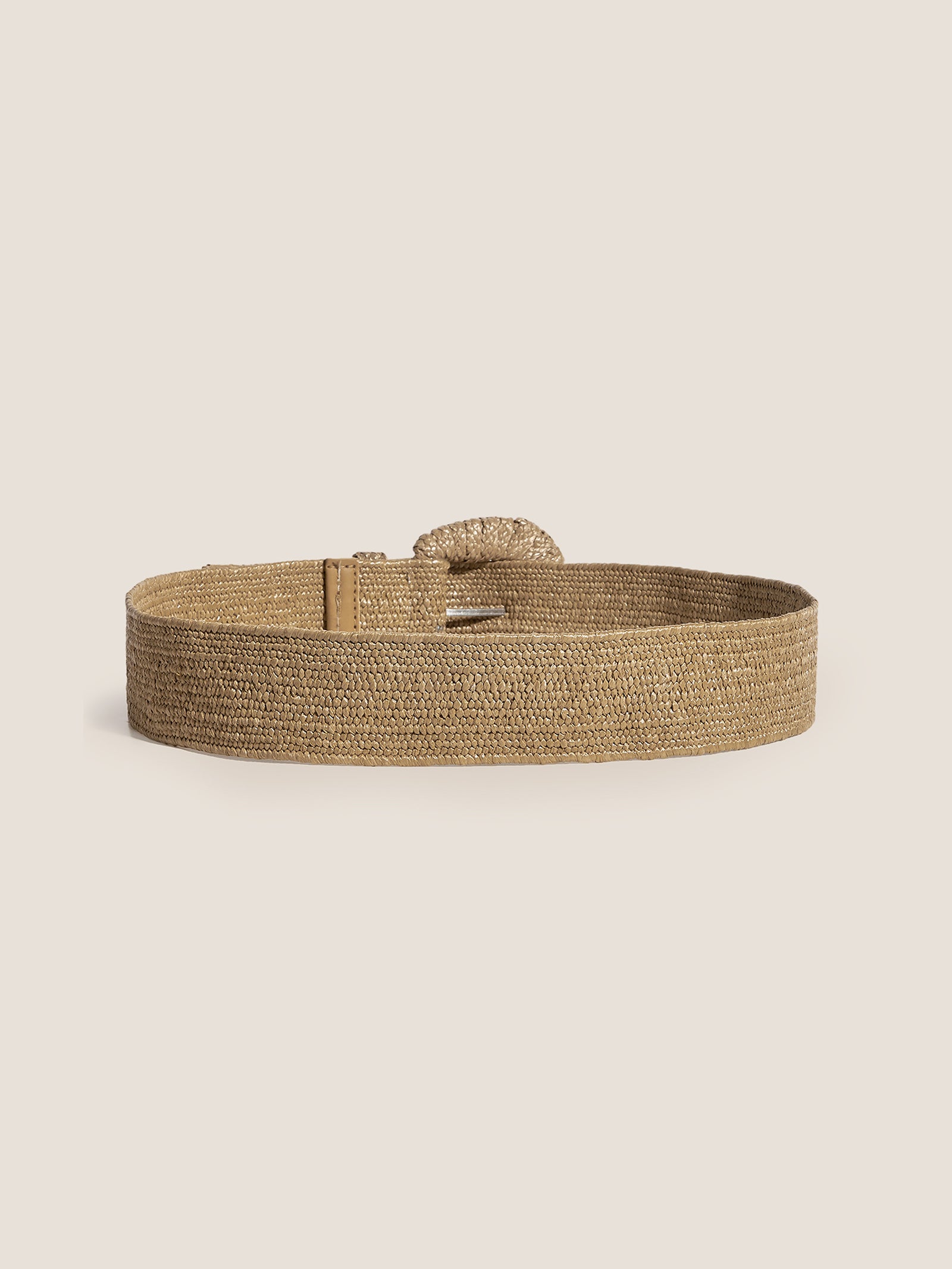 Natural Woven Straw Belt With Square Buckle by LINTICO