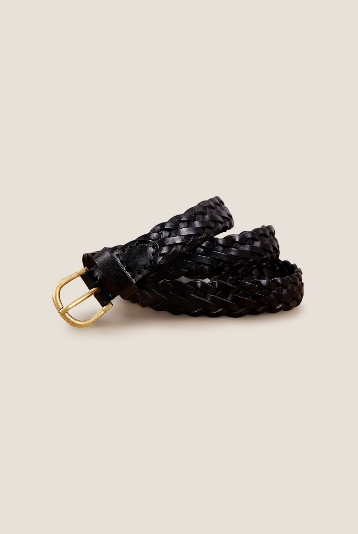 Premium Cowhide Retro Hand-Woven Belt With Alloy Buckle by LINTICO