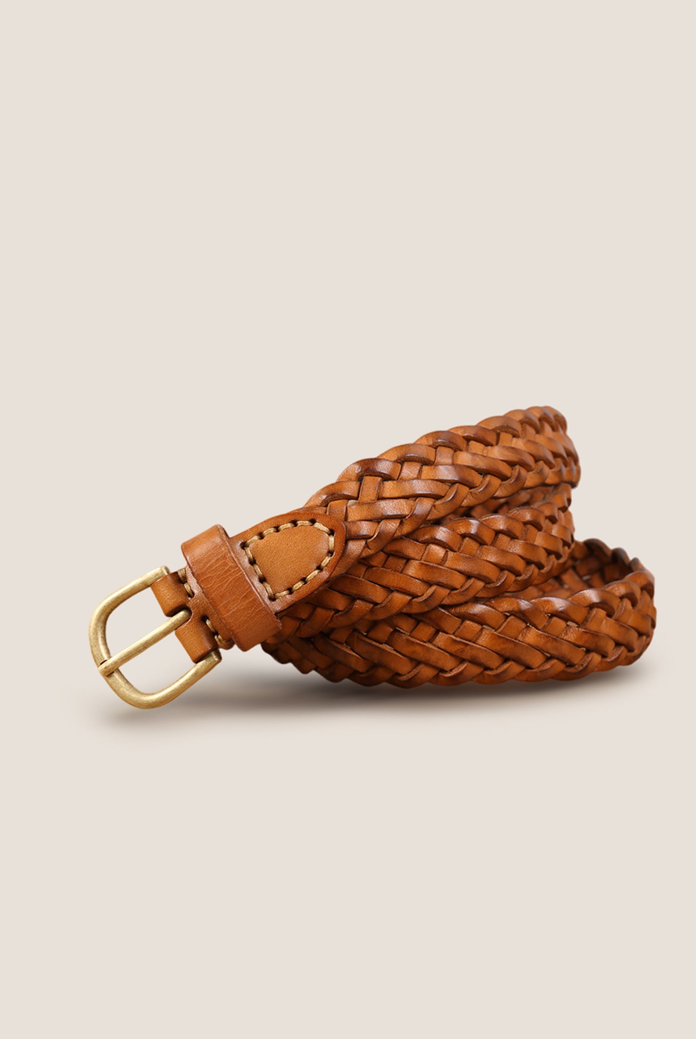 Premium Cowhide Retro Hand-Woven Belt With Alloy Buckle by LINTICO