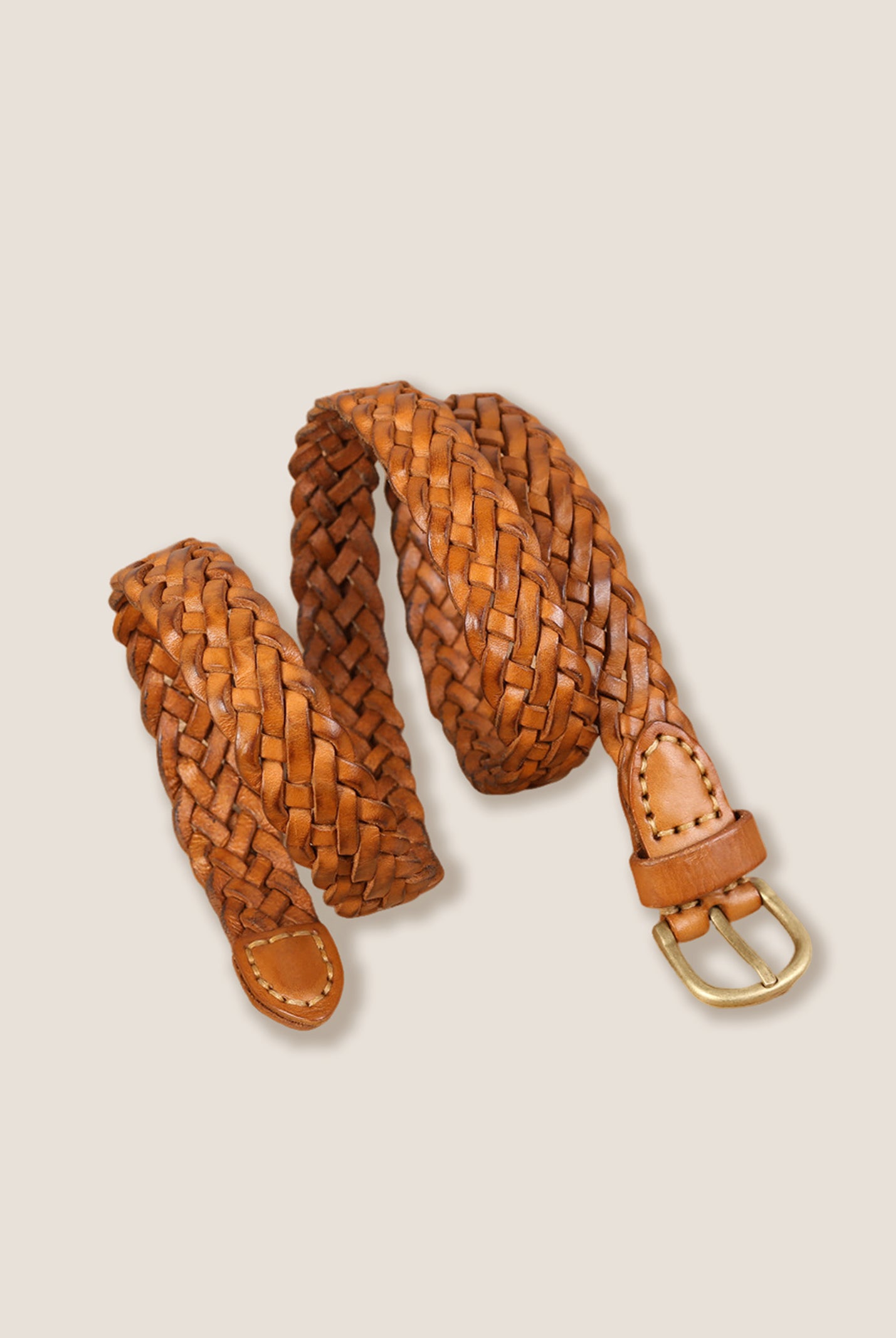 Premium Cowhide Retro Hand-Woven Belt With Alloy Buckle by LINTICO