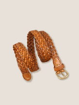 Premium Cowhide Retro Hand-Woven Belt With Alloy Buckle by LINTICO