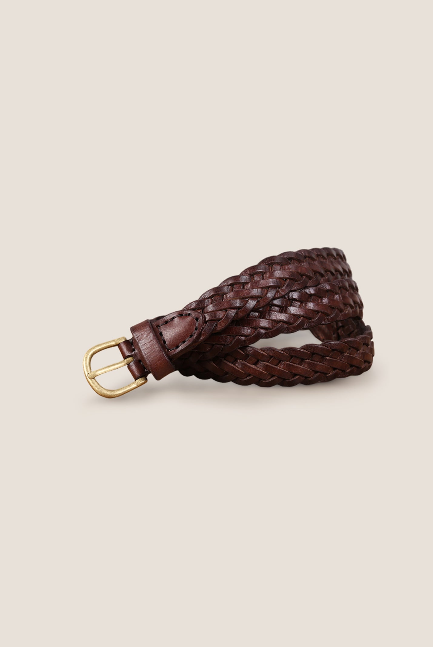 Premium Cowhide Retro Hand-Woven Belt With Alloy Buckle by LINTICO
