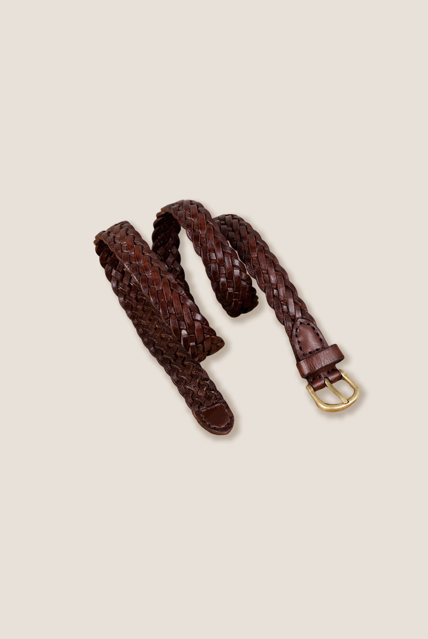 Premium Cowhide Retro Hand-Woven Belt With Alloy Buckle by LINTICO