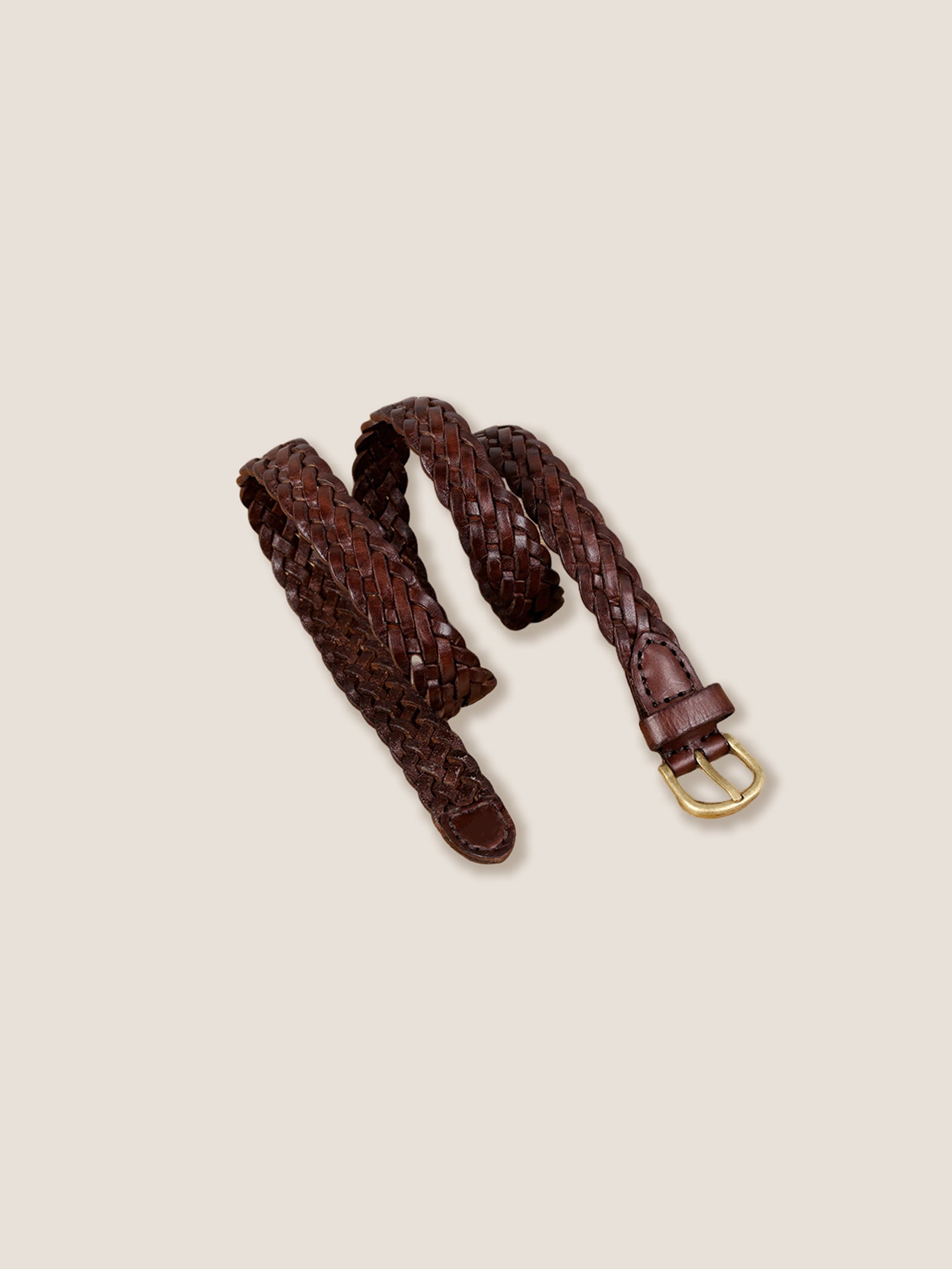 Premium Cowhide Retro Hand-Woven Belt With Alloy Buckle by LINTICO
