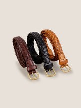 Premium Cowhide Retro Hand-Woven Belt With Alloy Buckle by LINTICO