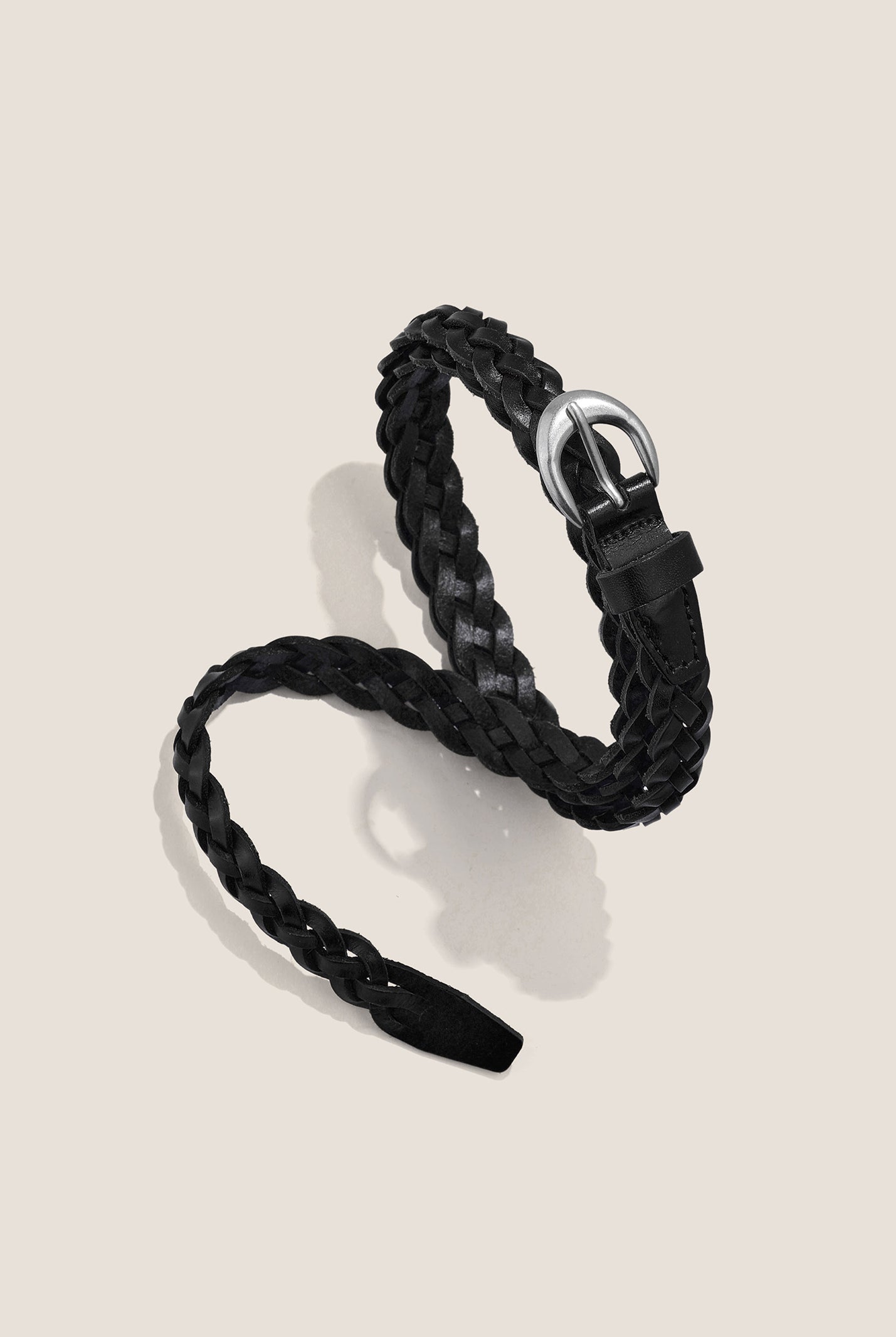 Premium Cowhide Retro Hand-Woven Twisted Thin Belt by LINTICO